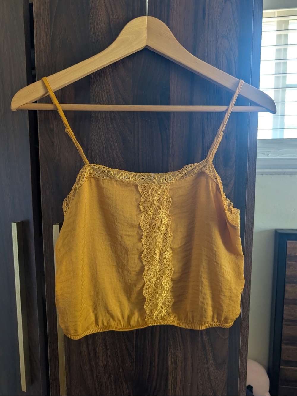 Hippie Rose Mustard Lace-Trim Camisole
